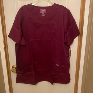 Cherokee Revolution V-Neck Scrub Top in Wine 2XL